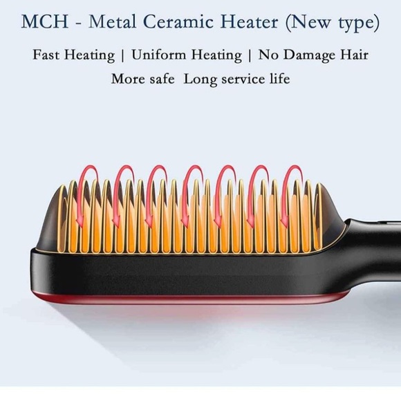 Hair Straightener Brush, Anti-Scald Fast Heating MCH Ceramic Comb - Picture 3 of 7